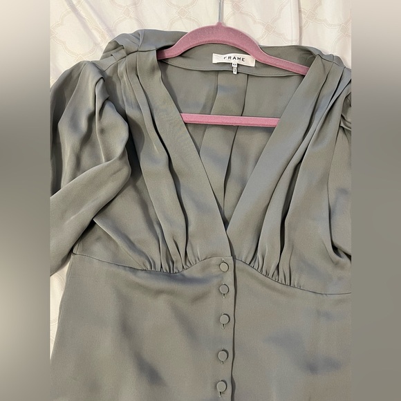 Frame denim empire pleat top- green - Picture 7 of 10